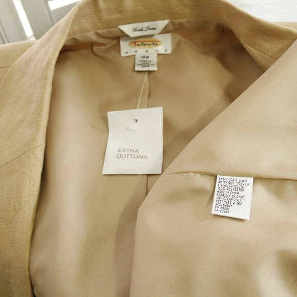 Talbots Linen Beige Blazer 16W New - Picture 6 of 6